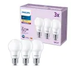 Mehrfachpackung 3x Philips Glühbirne LED E27 Birne Matt 8W 806lm - 827 
