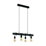 Eglo Suspension Luminaire Townshend Échantillon Bois Noir | IP20 - Convient pour 4x E27 