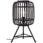 Brilliant Lampe De Chevet Boisrow Métal Bambou Noir Bois | Convient pour 1x E27